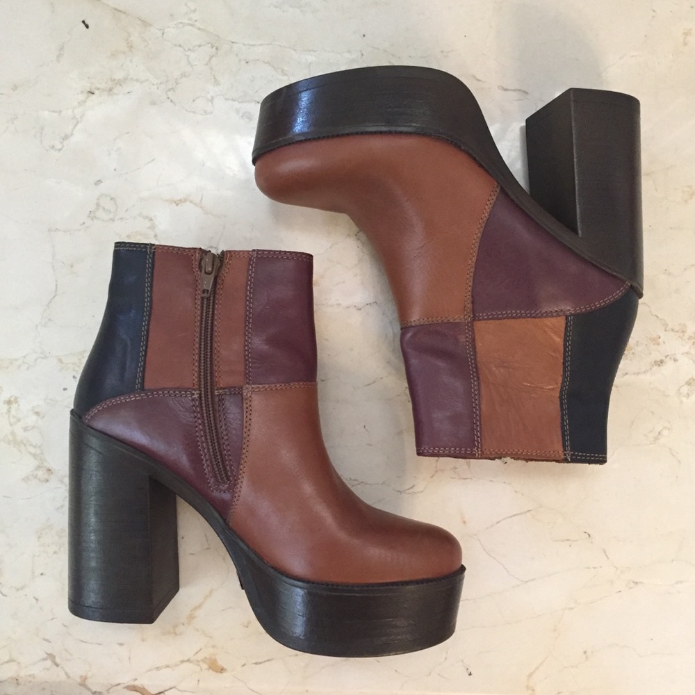 STEVE MADDEN - Leather Patchwork Ankle Boots - Womens Size 8